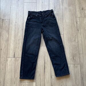 American Eagle Strigid Super High-Rise Baggy Straight Washed Black Jeans 8 Short